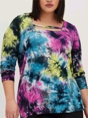 Torrid 3 3X Lovesick Tie-Dye Strappy Multicolor top shirt tee